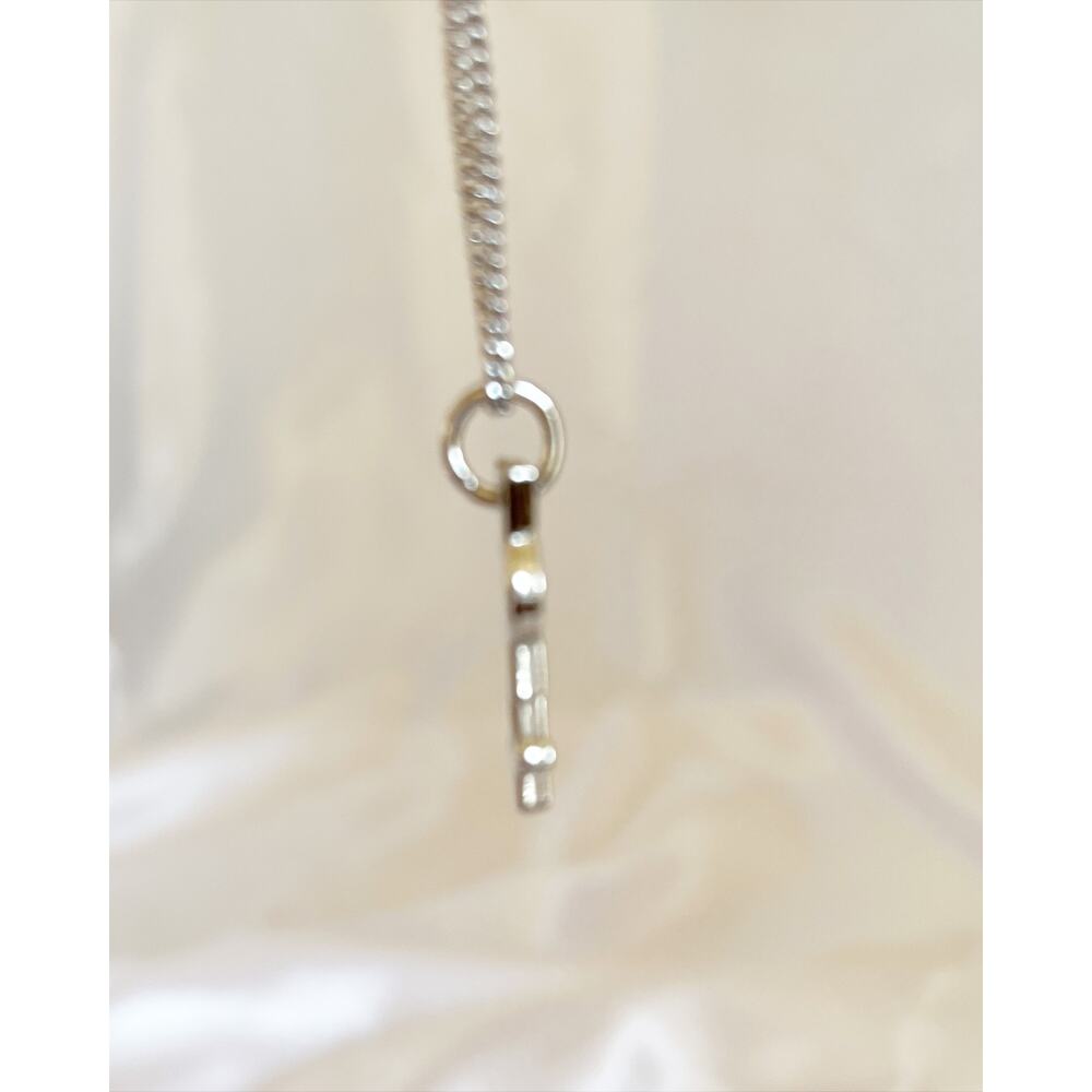YVES SAINT LAURENT YSL Logo Charm Zipper Pull Pendant Necklace Silver Tone - Picture 8 of 11